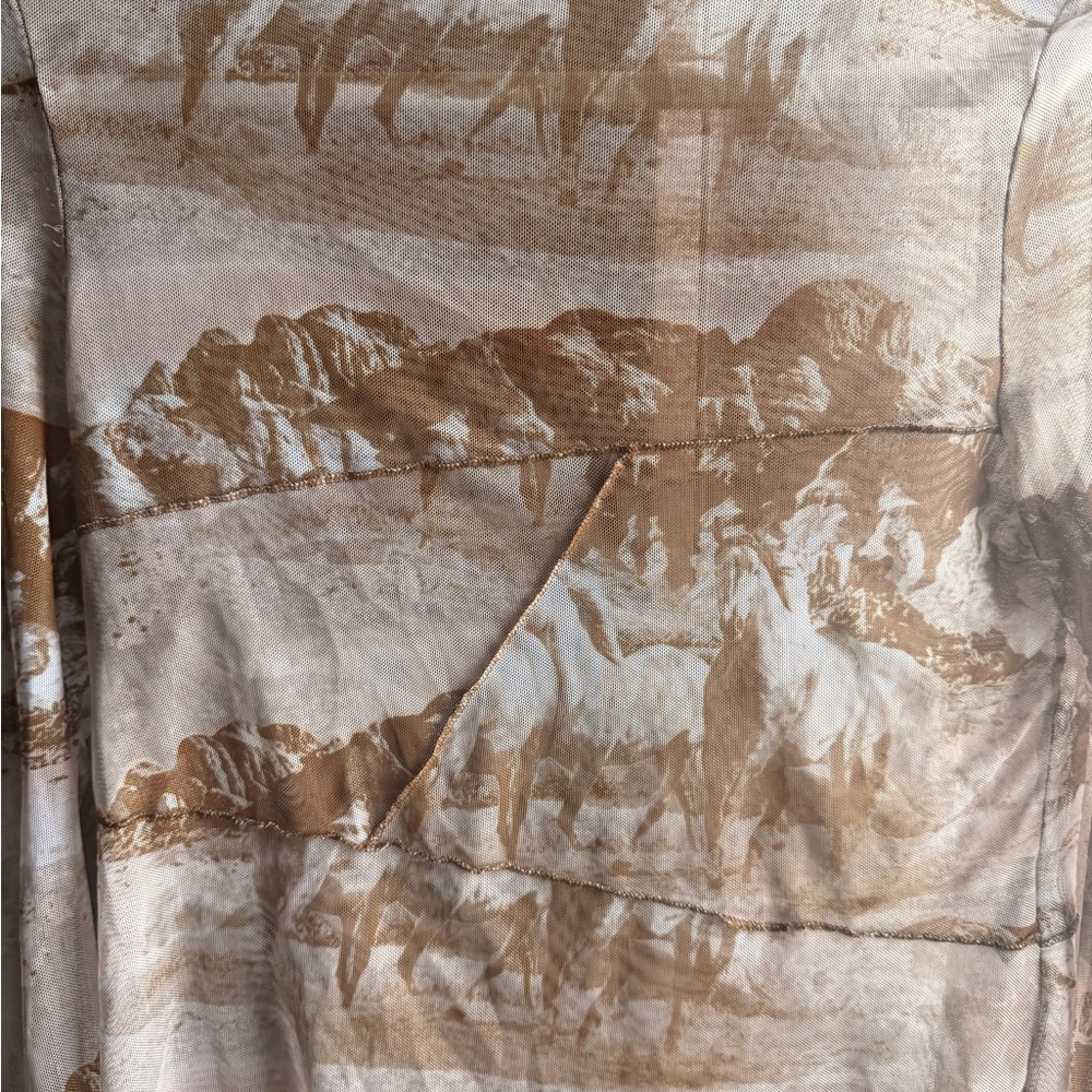 Rock & Roll Denim Brown and Cream Horse Print Shirt